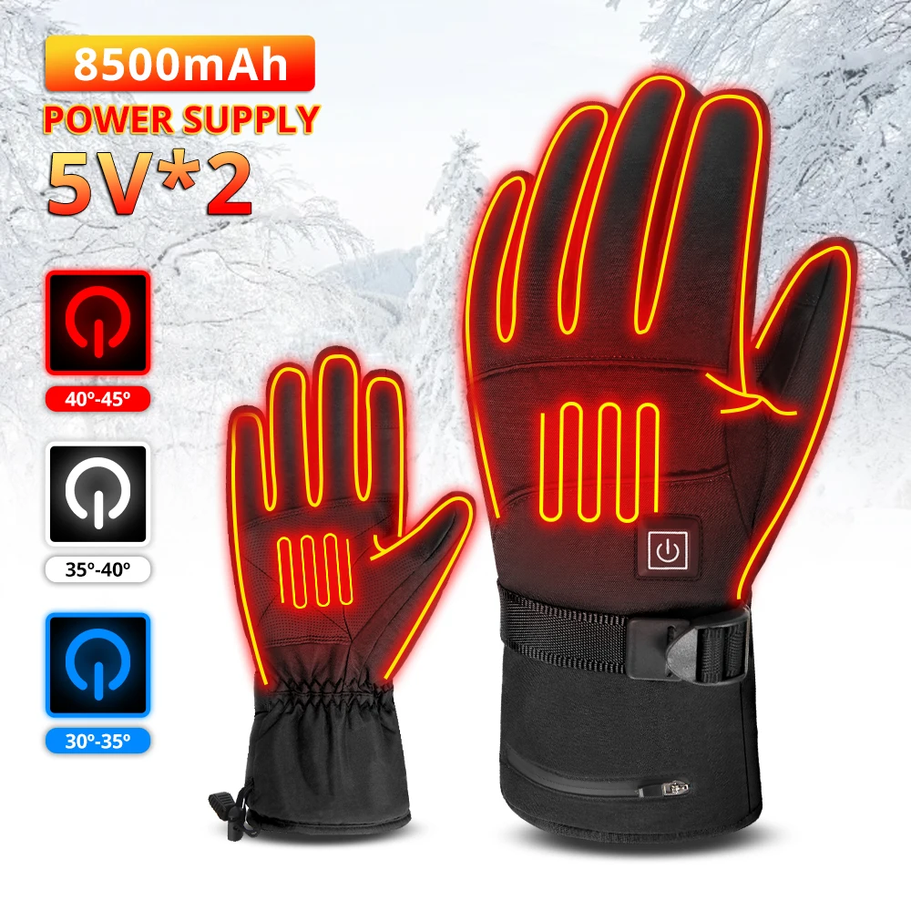 

Winter Electric Heated Gloves Men 8500mah Rechargeable Self Heating Motorcycle Gloves Ski Climbing Hiking