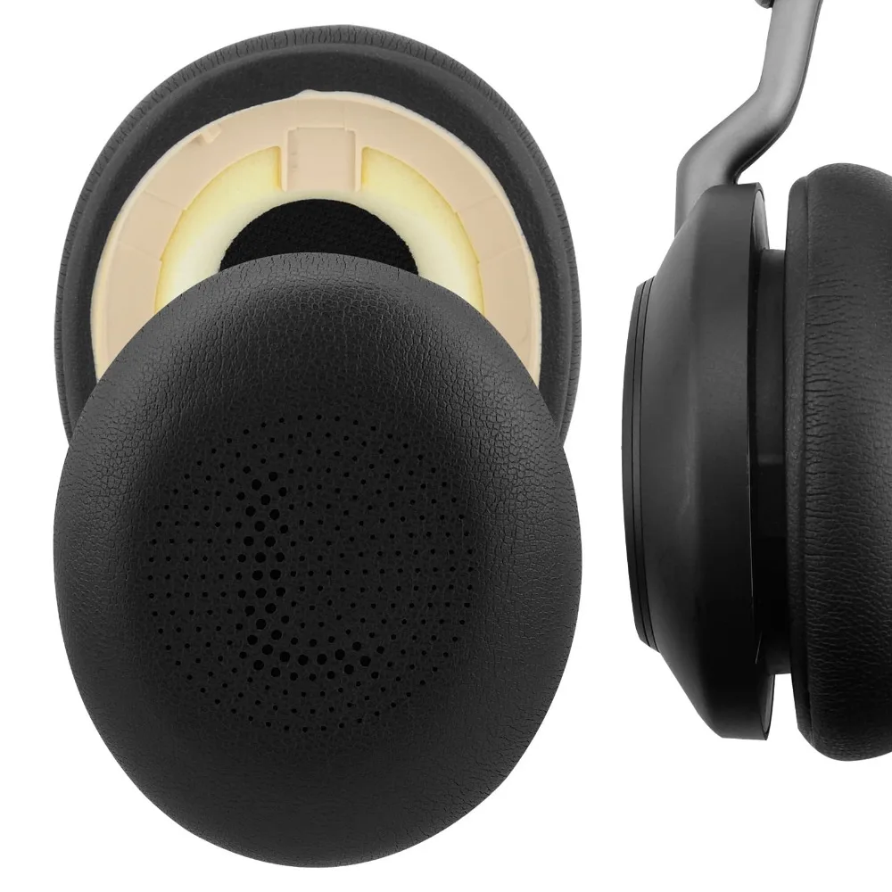 หนังเทียมแผ่นรองหูเบาะรองหูฟังสำหรับ Jabra Evolve2 65 40 UC MS MONO Elite 45H