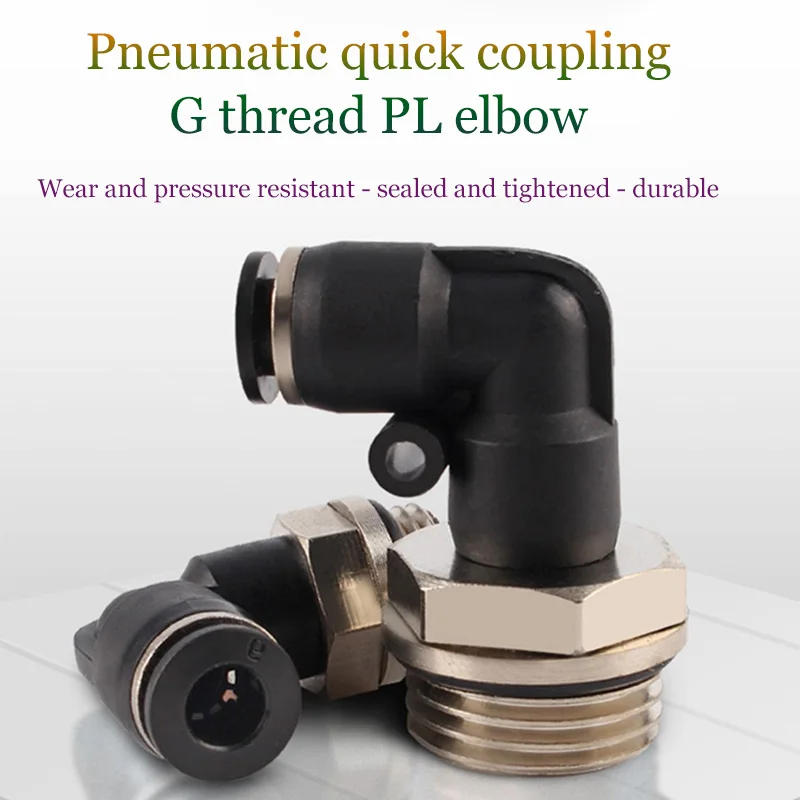 Connecteur rapide pneumatique 2 pièces, filetage G coude Pl Pl8-02/4-M5/6-01/10-03 Connecteur de tuyau de gaz pneumatique connecteur de prise rapide