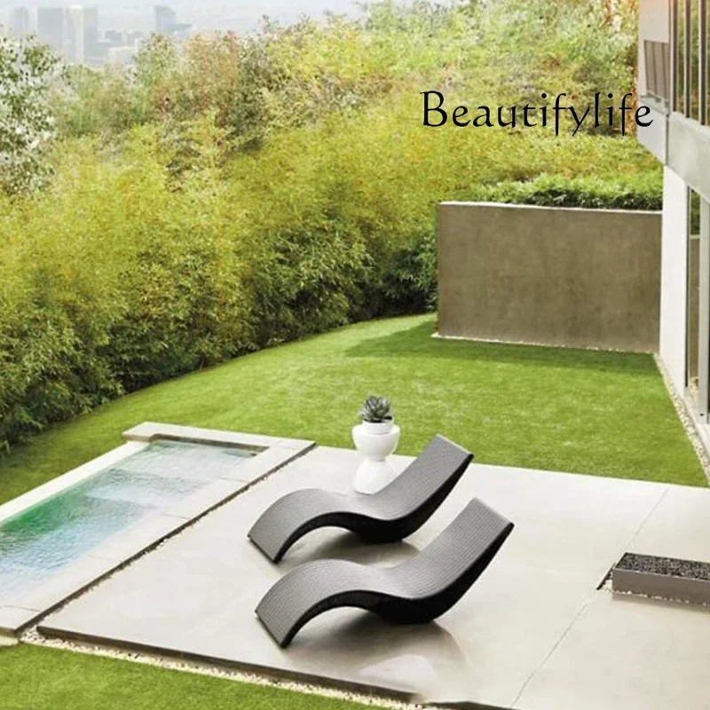 Y Sun Lounger Villa Garden Courtyard Exposed Terrace Balcony Leisure Ratten Bed