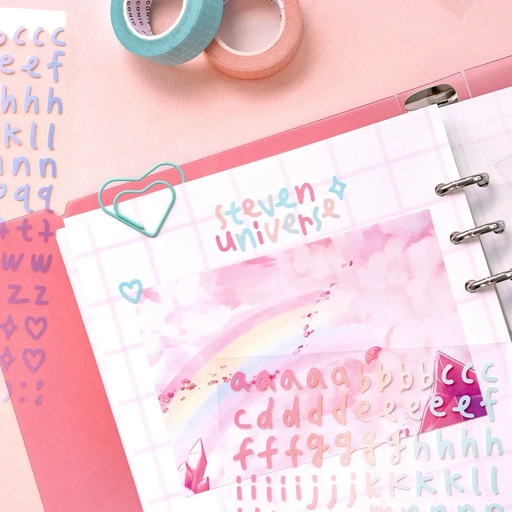 10pcs Gradient Colored Alphabet Numbers Decorative Stickers Material Sticker Scrapbooking Label Diary Cup Phone Journal Planner image 5