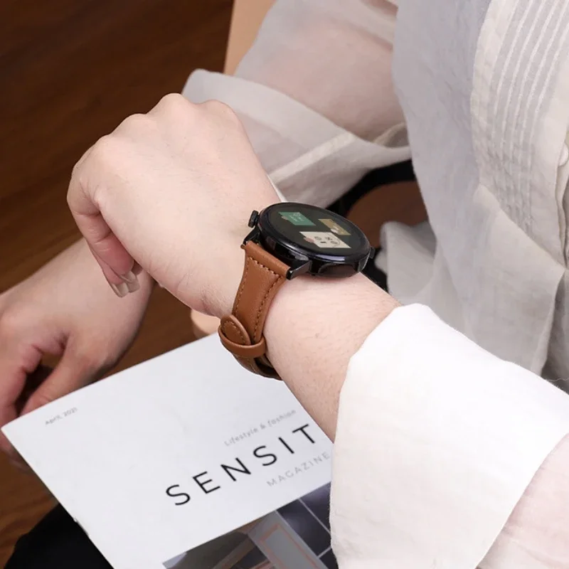 Кожаный ремешок 22 мм для Samsung Galaxy Watch 3/4/5 Pro, спортивный браслет, совместимый с часами 45 мм/46 мм, женский тонкий браслет