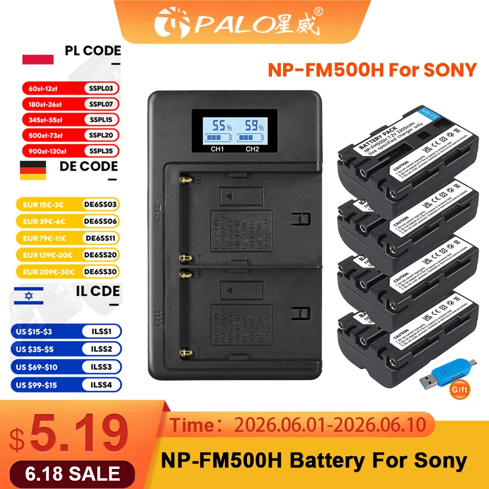 NP-FM500H NP FM500H NPFM500H Camera Battery For Sony A57 A58 A65 A77 A99 A550 A560 A580 Battery L50 SLT-A68 ILA77 SLT-A77 II
