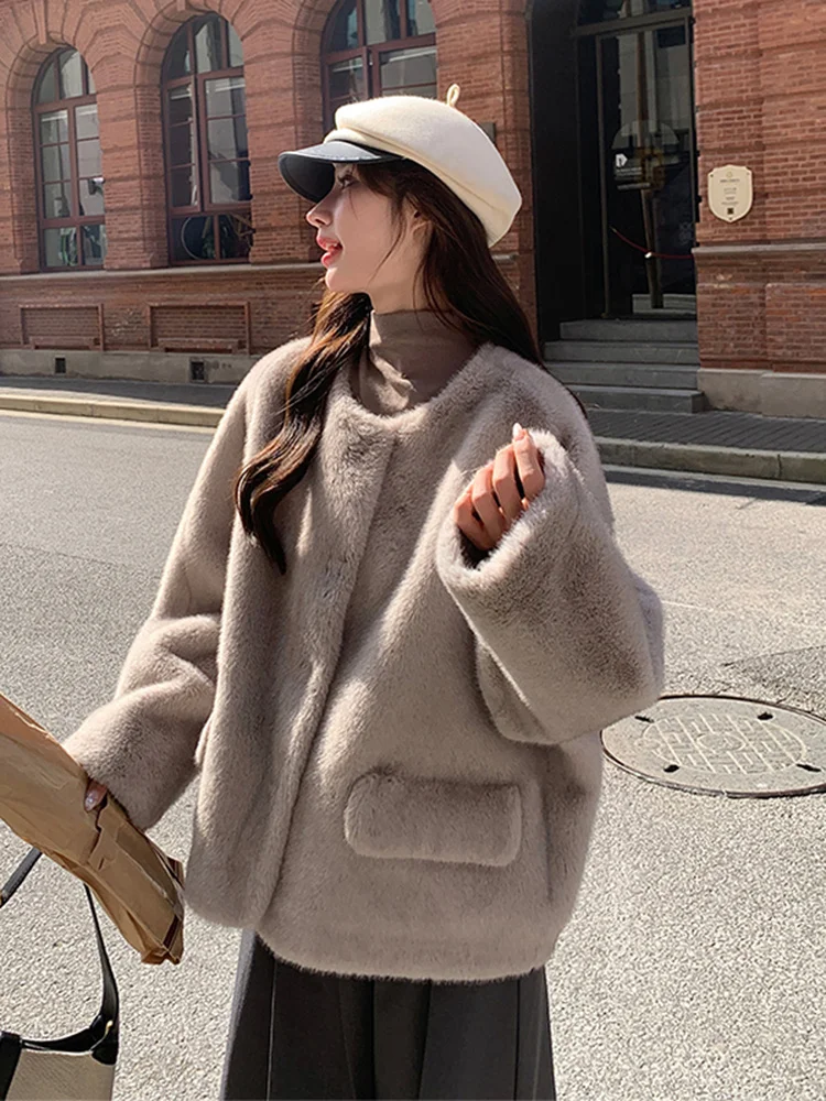 Damska kurtka z futra jagnięcego ort Thiened, jesienno-zimowa, nowa, wysokiej jakości, mały rozmiar, sztuczne futro, ekologiczne futro.