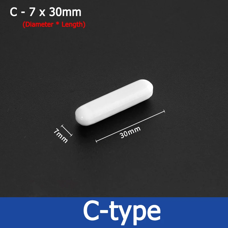 1-50pcs Type-C Dia 3-16mm Magnetic Stirrer Bar PTFE Magnetic Stirrer Mixer Stir No Burrs Laboratory Experiment Length 5-100mm