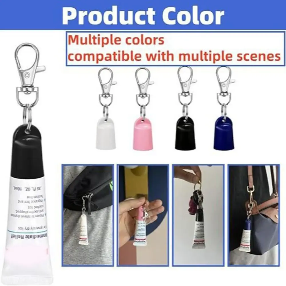 Portable Universal Lip Balm Holder Lightweight Multiple Color Lip Balm Caps Keychain Holder for Aquaphor Daily Carry view 2