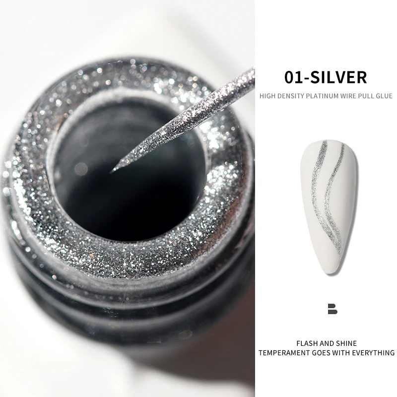 10ml Metallic Painting Gel Liner Nail Art 3D Mirror Chrome Effect Gel Silver/Gold/Rose Nail Polish Metal Painted Drawing Gel