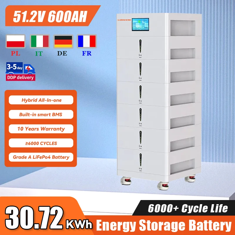 51.2V 600ah All in One Lithium Ion Storage Battery 100ah 200ah 300AG LiFePO4 Battery Pack Hybrid Inverter Solar Energy Storage S