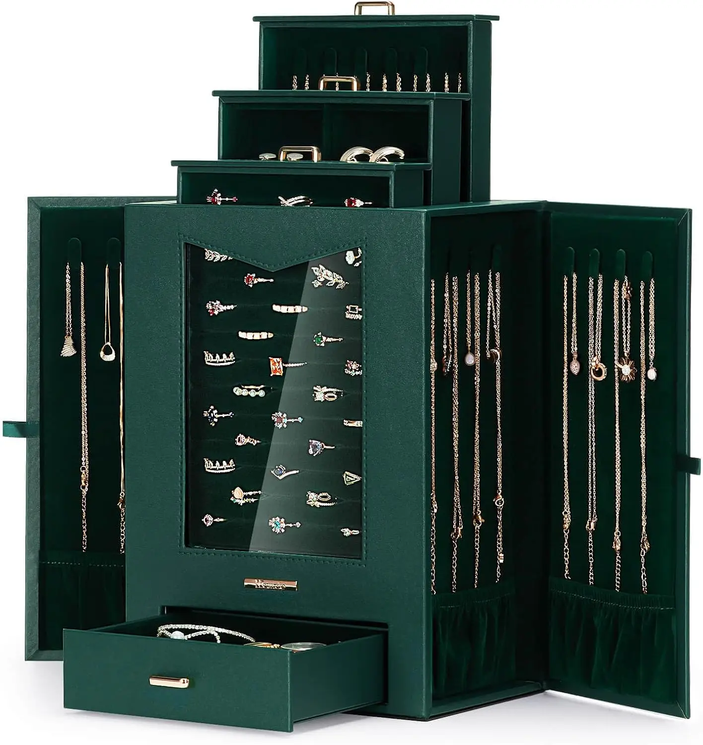 

Органайзер для ювелирных изделий с прозрачным окном, крючки для ожерелья, подарок для женщин, шкатулка для драгоценностей, витрина для ожерелья, колец