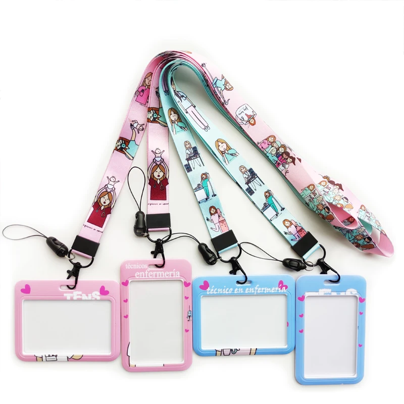 Nursing Technicians ID Badge Holders Lanyards Hospital Worker Card Cover Necktie Ladies Doctor Credit Card Holder Neck Strap