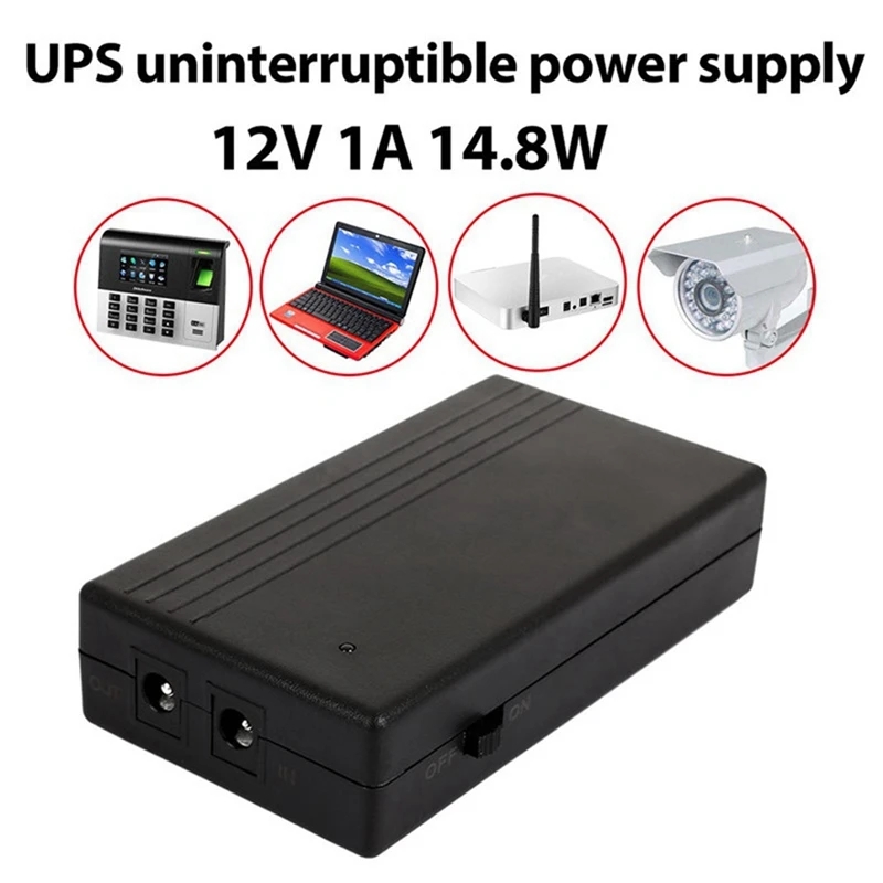 Multipurpose Mini UPS DC Battery Backup 12V 1A 14.8W Security Standby Power Power Supply ABS Uninterruptible Power Supply
