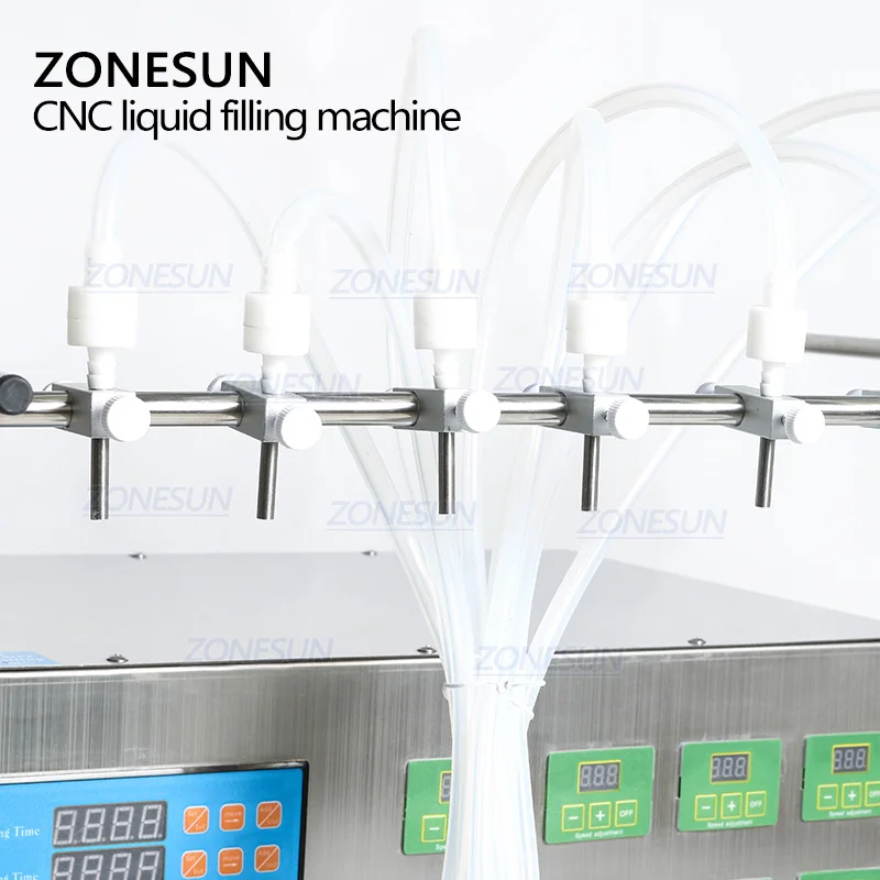 ZONESUN 8 Head Electric Digital Control Pump riempitrice di liquidi succo di profumo olio essenziale macchina per il riempimento di bottiglie d'acqua