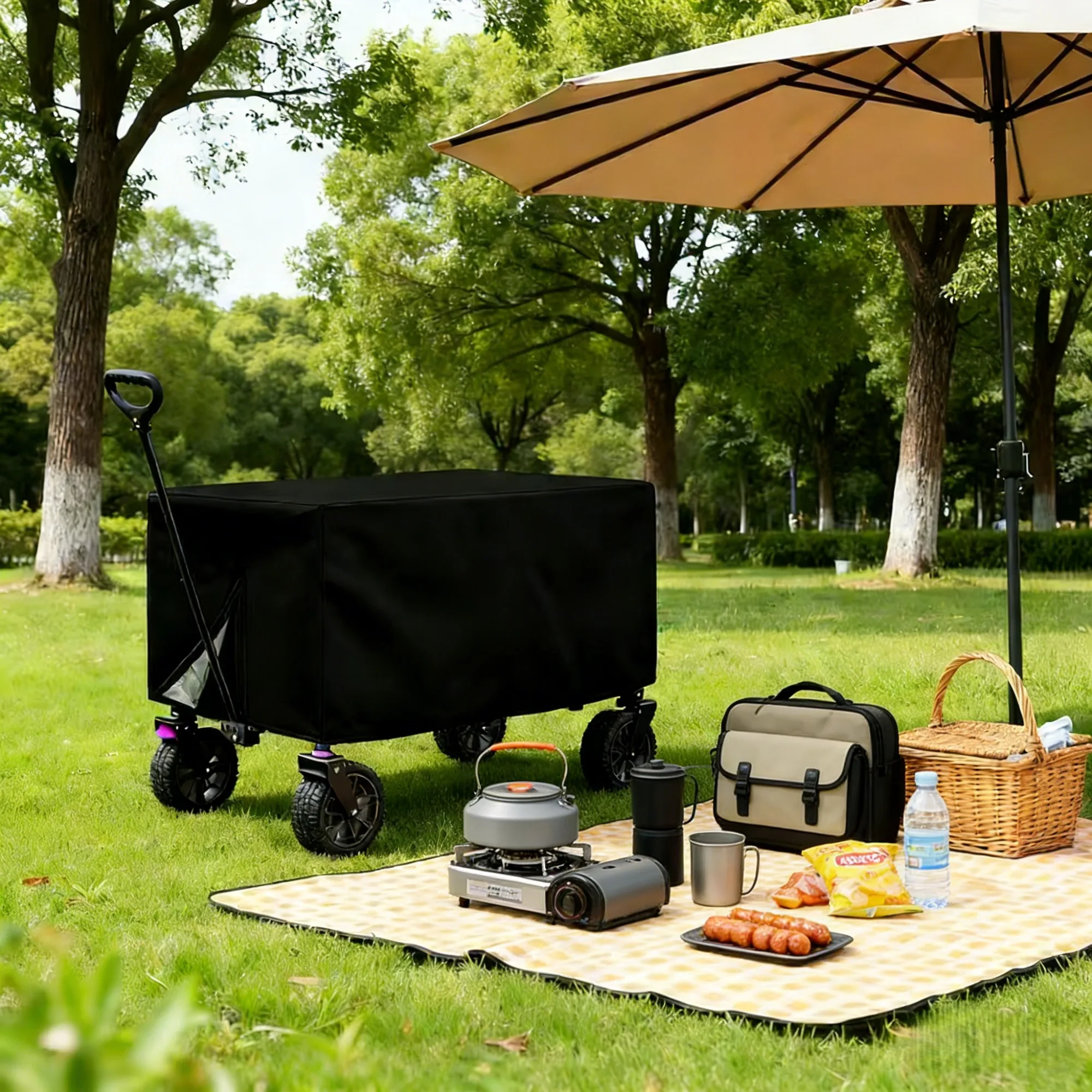 Multi-Purpose Foldable Trolley Cover, Universal Fabric Cart Protector with All Weather Outdoor Protection