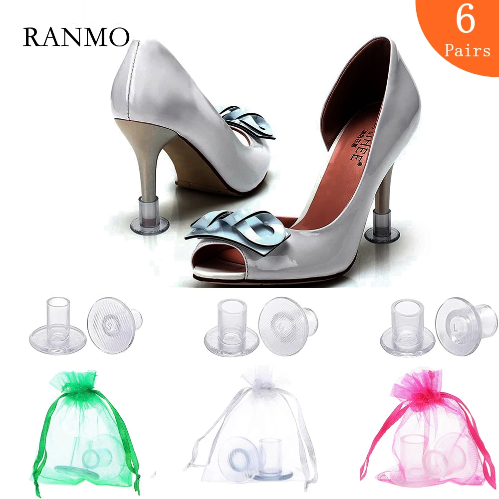 

6 Pairs High Heel Stoppers Women Shose Anti Sinking Heel Protectors Non-slip Heel Repair Caps Covers For Outdoor Wedding Parties