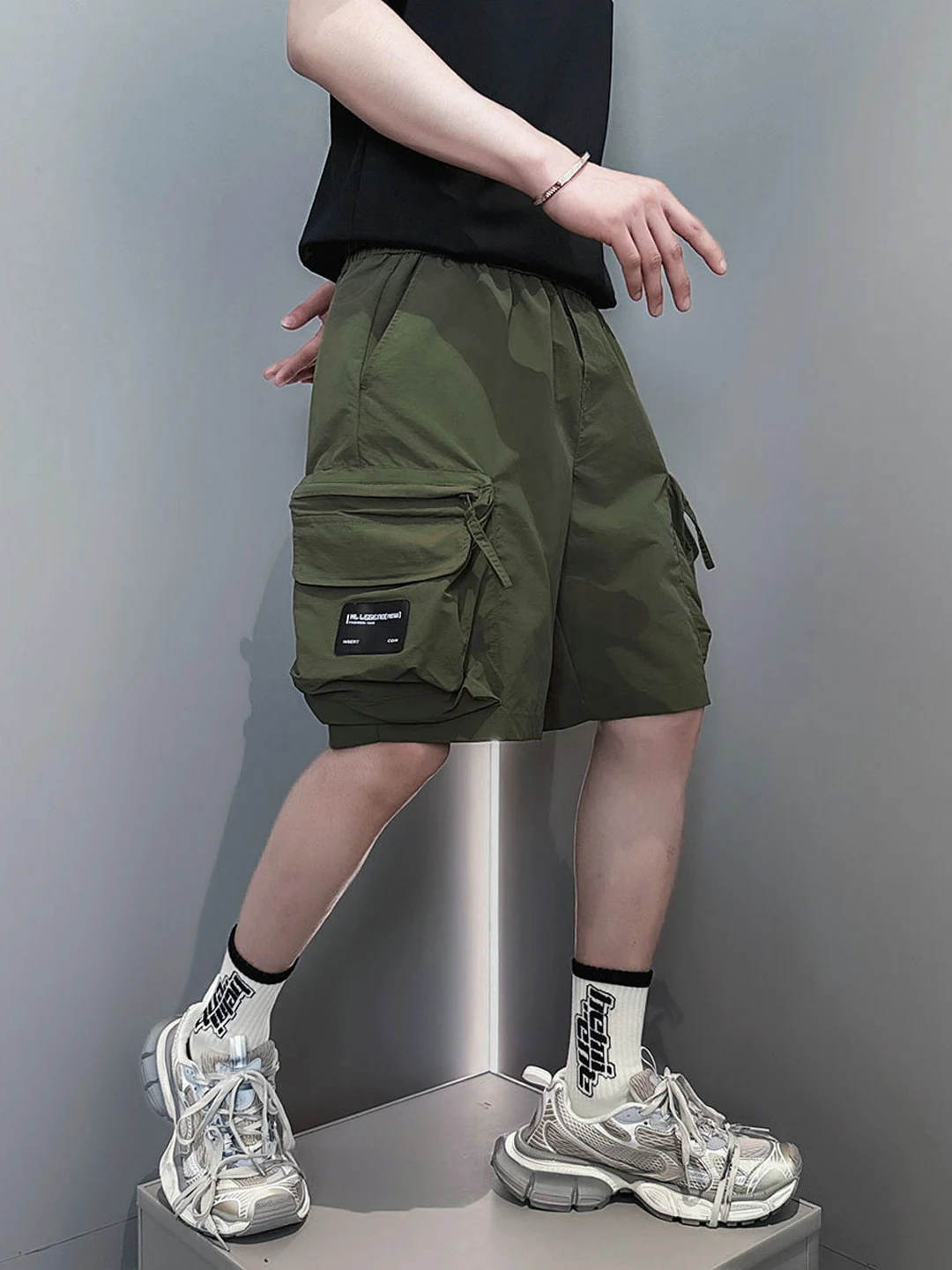 

Мужские рабочие шорты-бриджи из быстросохнущего дышащего полиэстера для спорта и отдыха, модные, прямого кроя