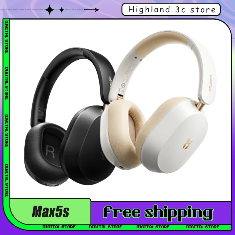 UGREEN Max5s Headphones Bluetooth Wireless Newly Upgraded Long Playtime 45dB Hybrid Over-ear 112H ANC Noise Canceling Headphone