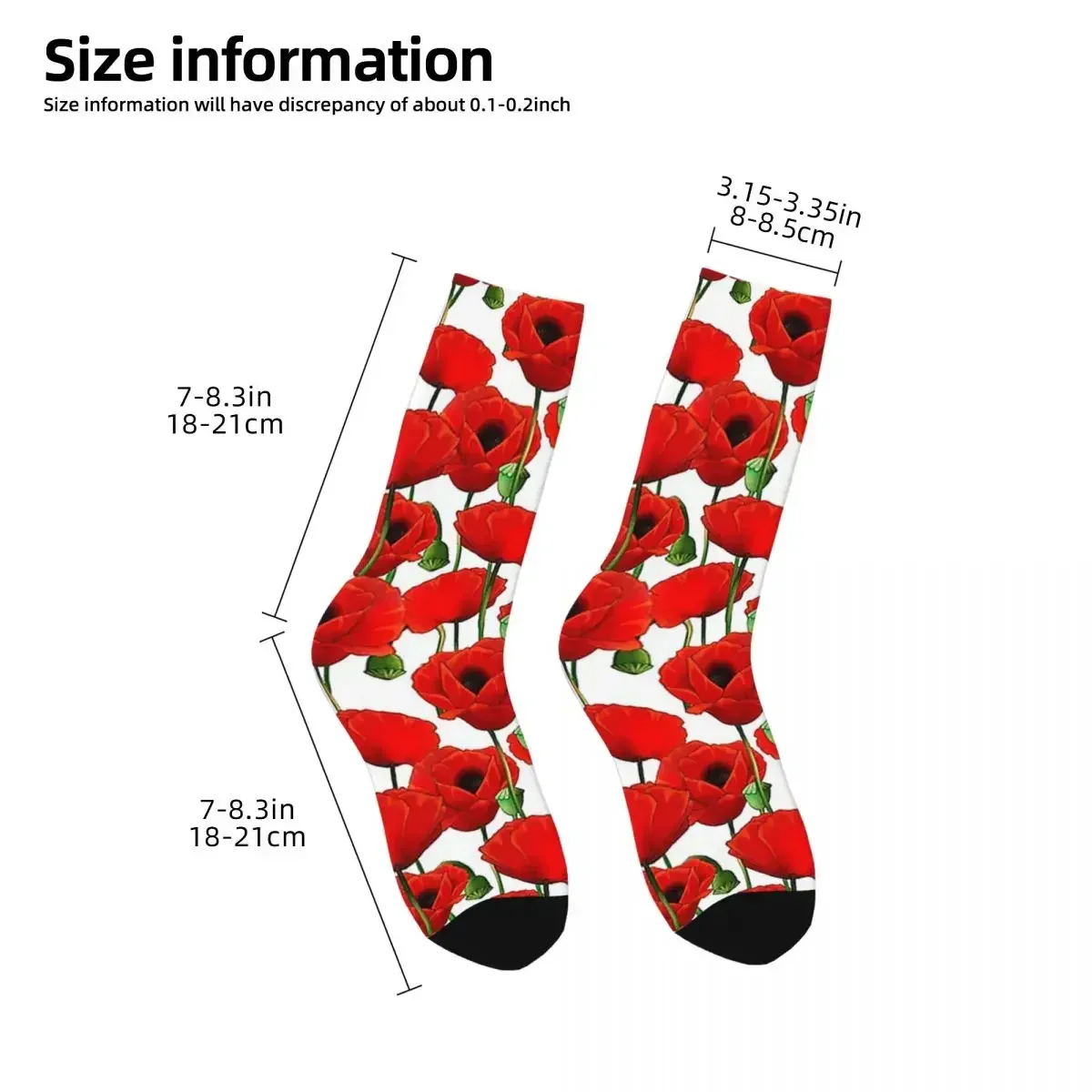 Poppy Pattern ถุงเท้า Harajuku Super Soft ถุงน่อง All Season ถุงเท้ายาวอุปกรณ์เสริมสําหรับชายหญิงของขวัญวันเกิด