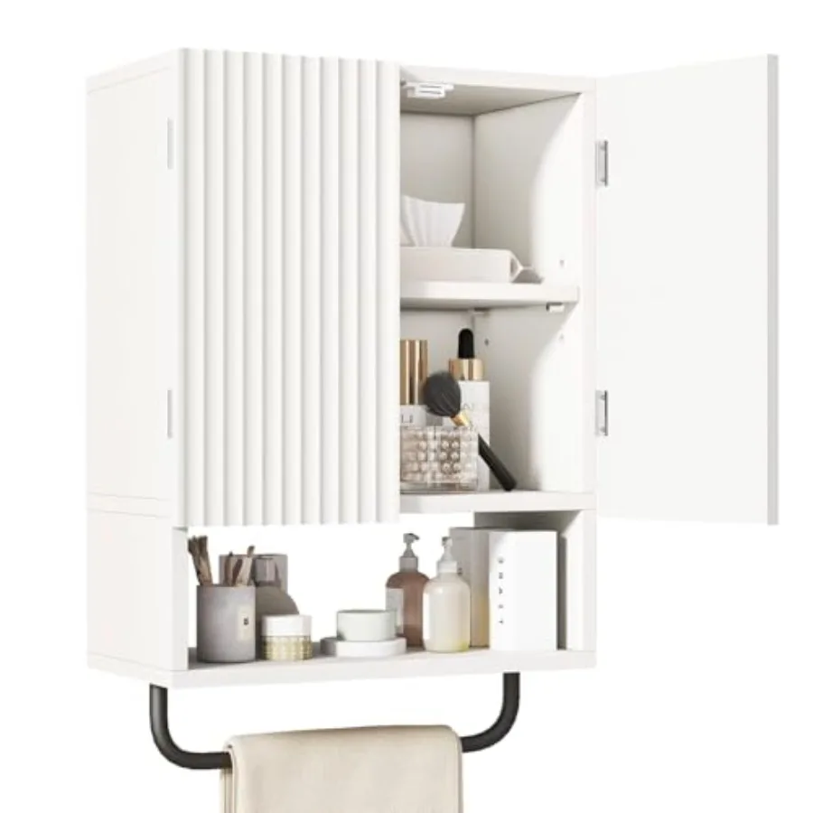

Bathroom Wall Cabinet Small Medicine Cabinet with Towel Bar Over The Toilet Storage Cabinet with Adjustable Shelf for Bathroom