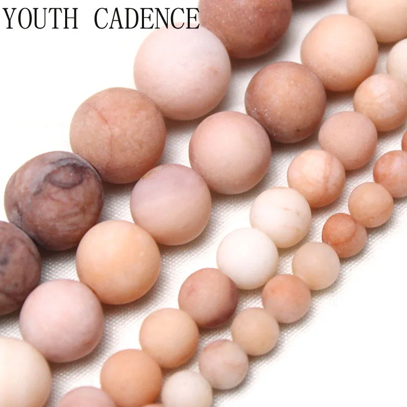 Perles Rondes en Pierre Naturelle, Aventurine Rose, Givrée, pour Bijoux de 4, 6, 8, 10, 12mm, Vente en Gros, 256