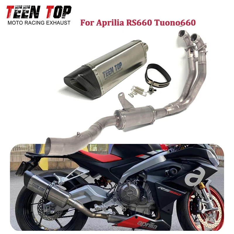 Motorcycle Exhaust System Pipe For Aprilia RS660 Tuono660 Exhaust Muffler 51mm Ti-Alloy Escape Moto Front Pipe Link Tailpipe