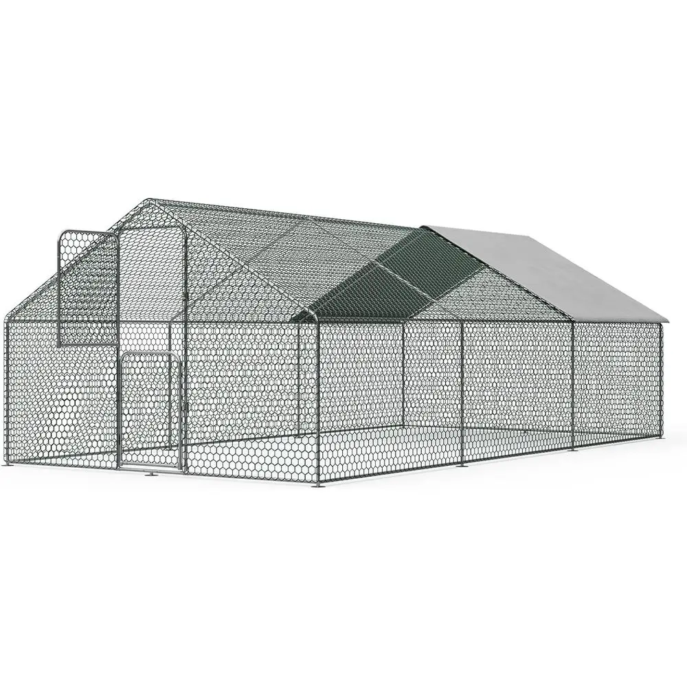 

Большой водонепроницаемый УФ-стойкий курятник, вольер для домашней птицы с возможностью входа, подходит для собак, уток, кроликов и кур, 18x10x6 футов