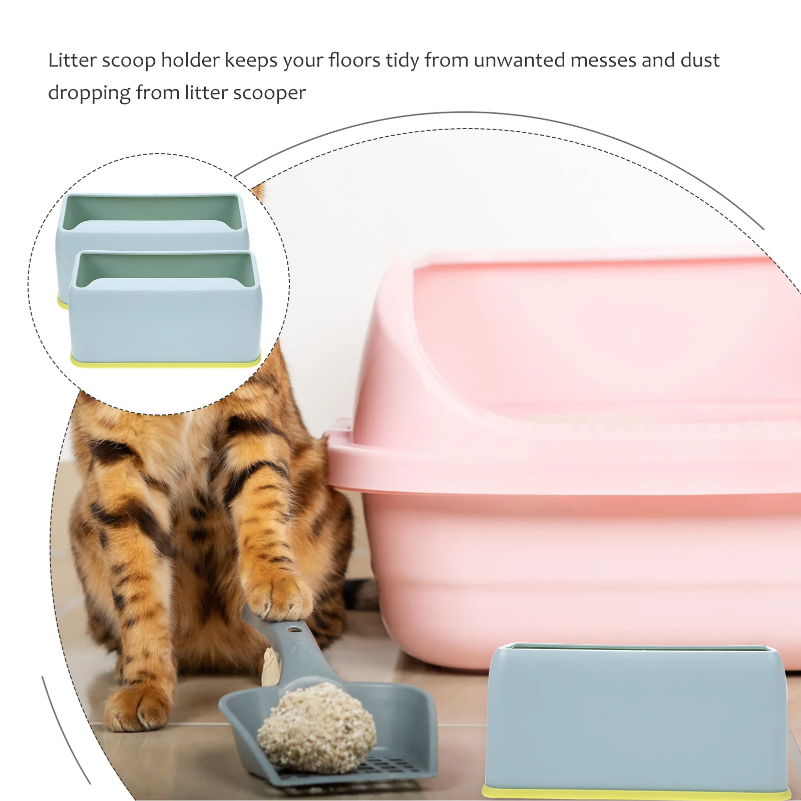 2 Pcs Indoor Cat Litter Scoop Base Pets Plastic Household Scooper Stands