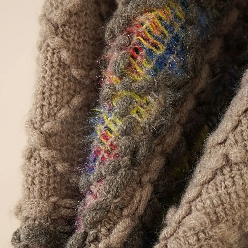 Winter Warm Mongolian Poncho Ethnic Style Imitation Cashmere Rhombic Stripe Tassel Shawl Knitting Wraps Women Fashion
