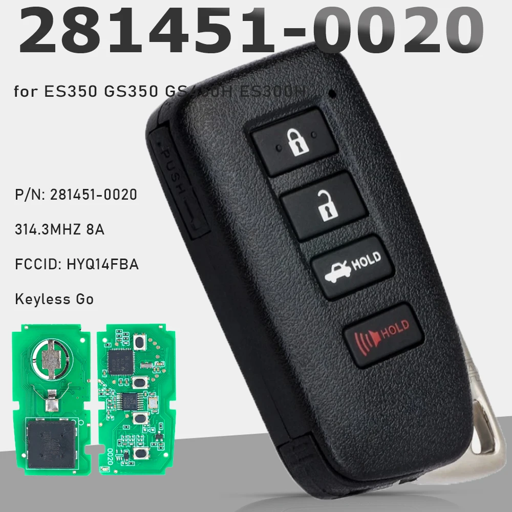 KEYECU 271451-0020 HYQ14FBA for Lexus ES350 GS350 GS450H ES300H GS-F Remote Smart Key Fob