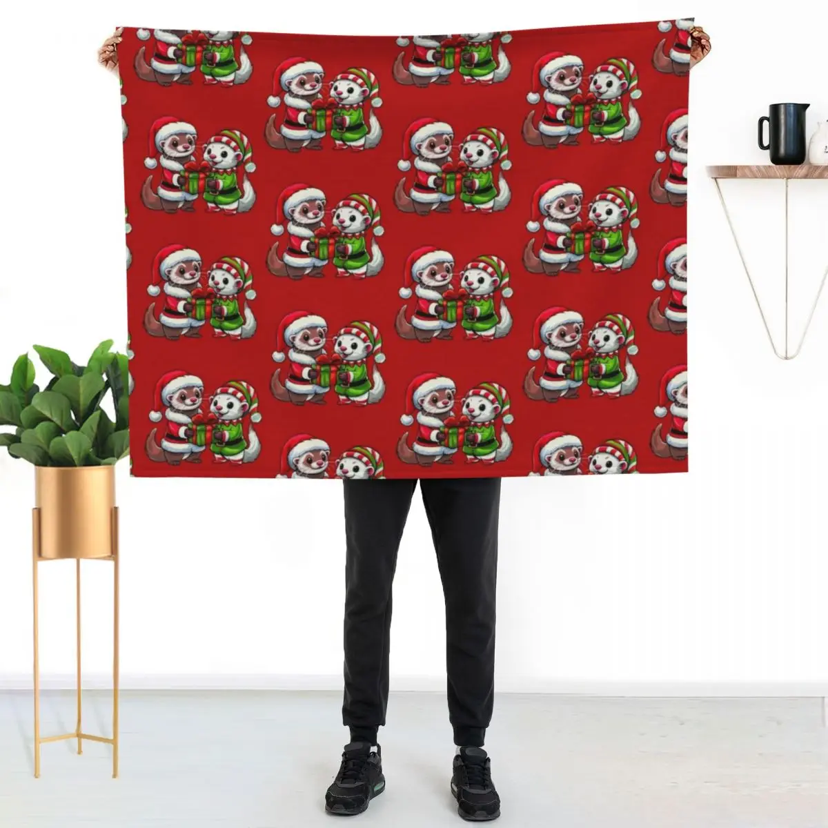 

A Very Ferret Christmas Throw Blanket Stylish Decor Blanket Gift for Friends Roommate