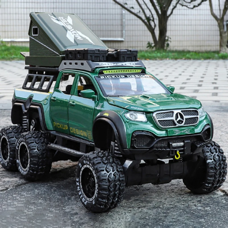 1:28 X-CLASS 6X6 Camping Off-road Vehicle Alloy Car Model Sound and Light Children's Toy Collectibles Birthday gift