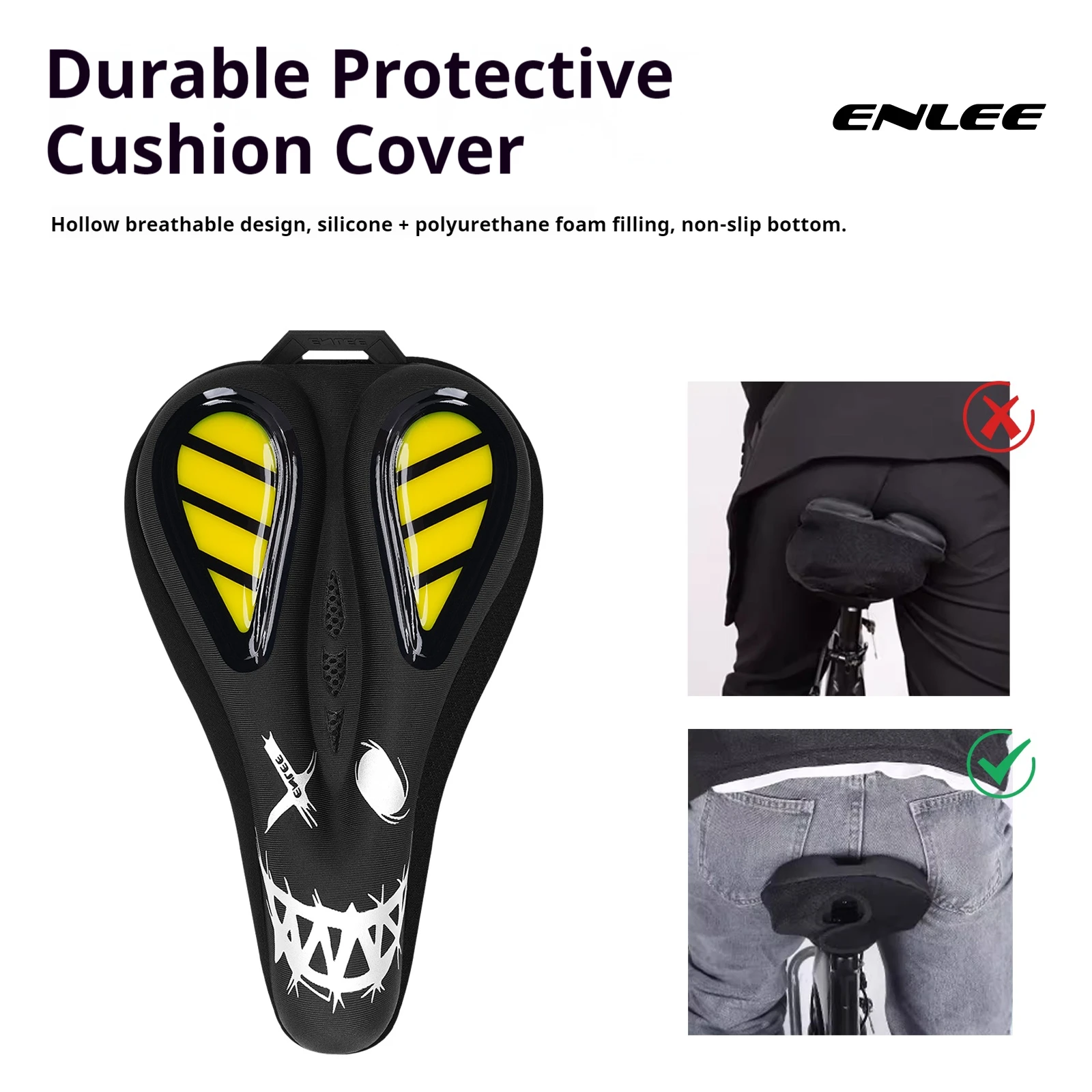 

ENLEE Waterproof Thickened Bicycle Saddle Cover Suitable for Road and Mountain Bikes Super Comfortable Prevents Butt Pain