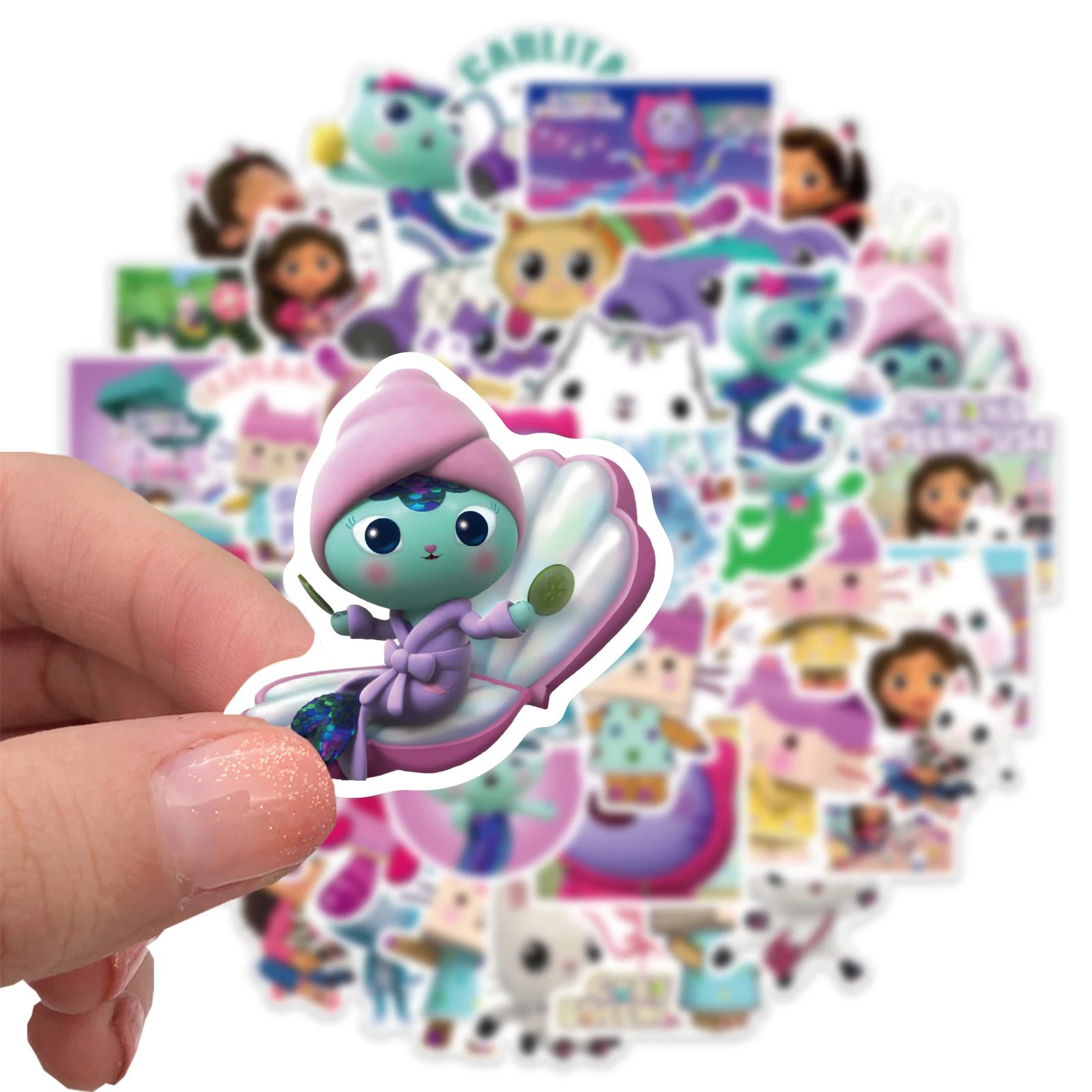 50PCS Cartoon Gabby Poppenhuis Stickers Kawaii Leuke Waterdichte Laptop Gitaar Boek Bagage Graffiti Anime Sticker Pack Kinderen Speelgoed