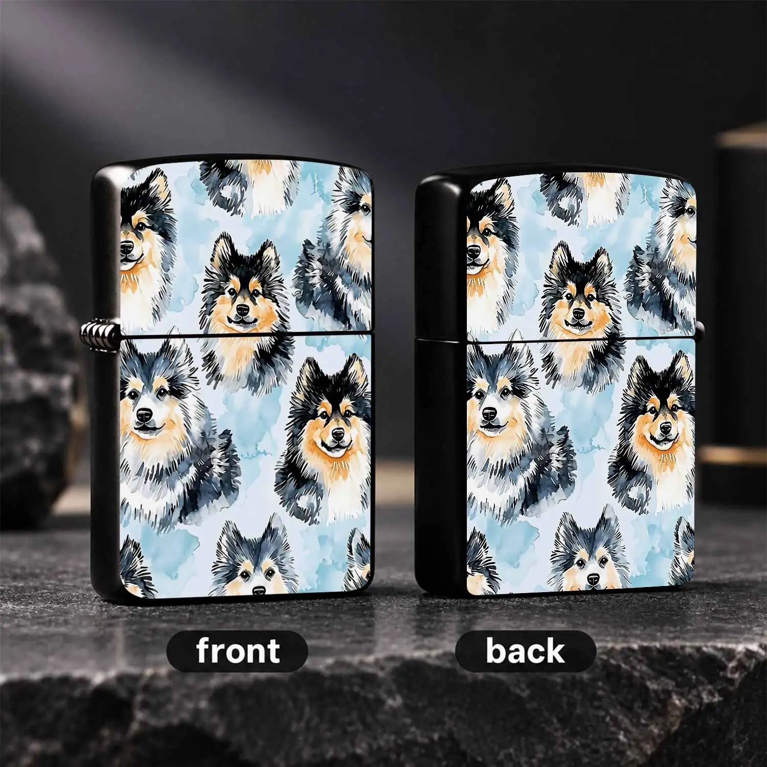 Watercolor Shetland Sheepdog Pattern Lighter, Cute Fluffy Dog Print Portable Everyday Carry Accessory, Ideal For Outdoor Camping, Home Aroma Lighting, Gifting To Pet Lovers, Suitable For Various Daily Scenarios A Humorou And Interesting Lig