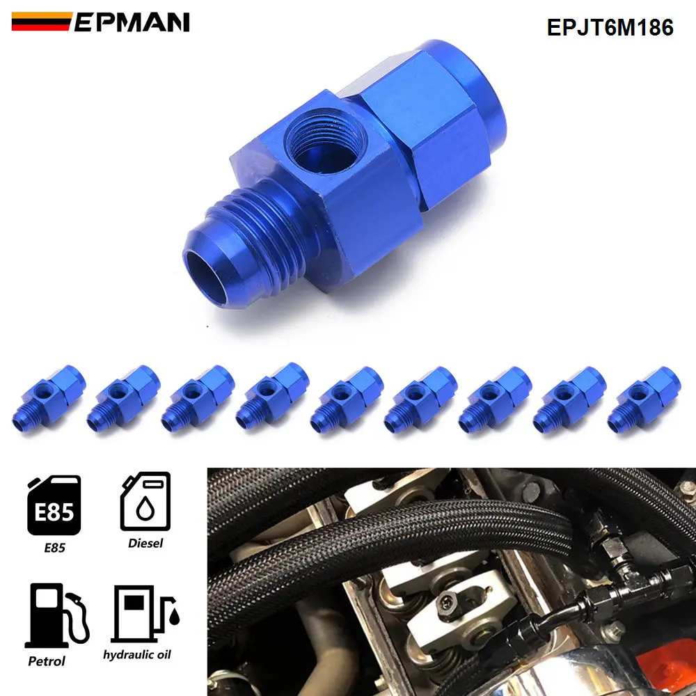 EPMAN 10PCS Aluminum -6AN Male Flare To -6AN Female Swivel With 1/8