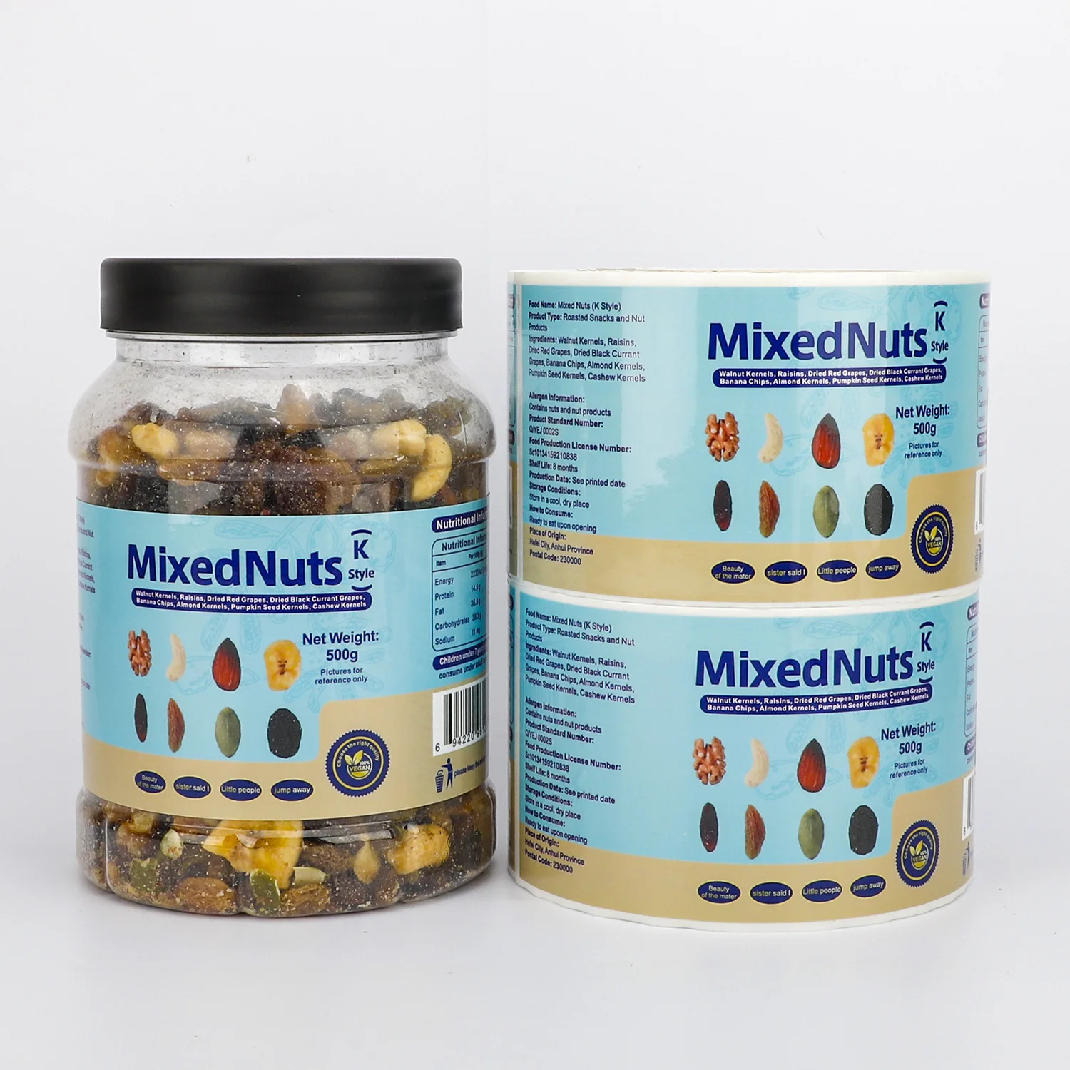 Custom Food Snacks Jar Packing Adhesive Stickers Bottle Wrap Color Vivid Printing Self Seal Packaging Labels