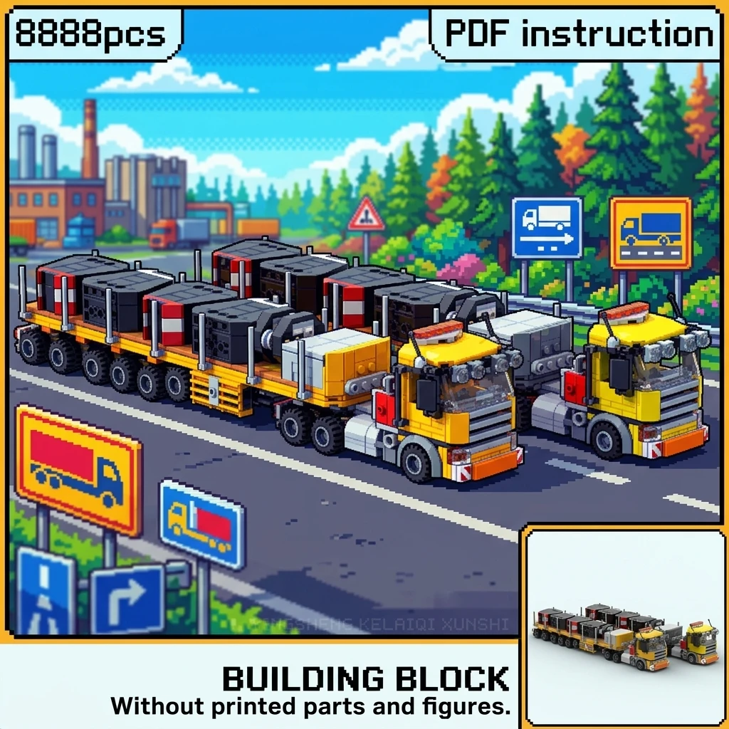 

MOC Heavy Duty Construction Truck Building Blocks Ballast Flatbed Trailer Transport Vehicle Engineering Adult Collector Brick