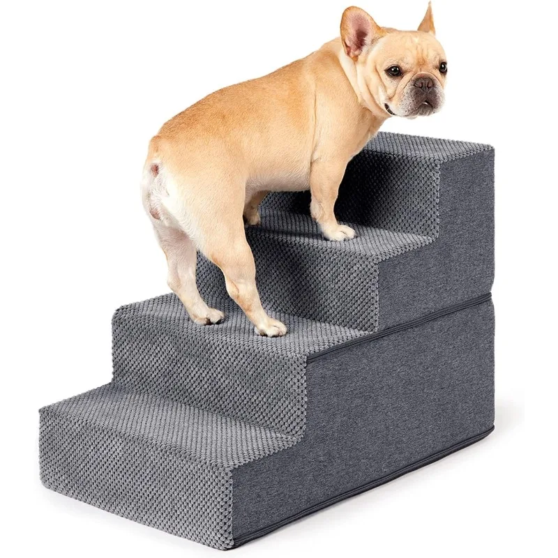 

Dog Stairs for Bed 18”H, 4-Step Dog Steps for High Bed, Pet Steps for Small Dogs and Cats, Non-Slip Balanced Pet Ramp I