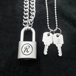 Anime Nana Necklace Cosplay Oosaki Nana Honjo Ren Lock Key Stainless Steel Pendant Punk Jewelry Fashion Couple Necklaces