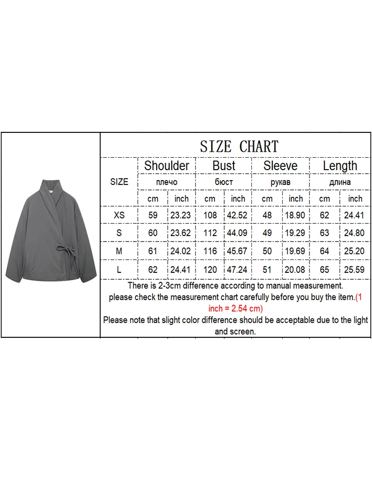 TRAF Autumn Winter Kimono Padded Jacket For Women 2024 Fashion Bow Lace-up Top Coats Casual Windbreaker Oversize Outwear Outdoor