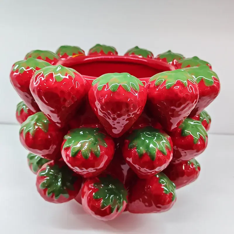 Creative Ceramic Fruit Ornaments, Strawberry Storage, Vase Flower Inserts, Decoration, Home Crafts