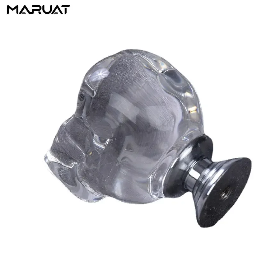 Desain Tengkorak Kenop Kaca Kristal Laci Lemari Tarik Pintu Lemari Dapur Pegangan Lemari Perlengkapan Tarik Tren Amerika