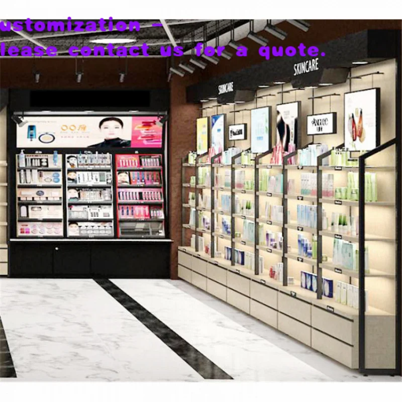 custom.Cosmetic Shop Layout Design Merchandising Make up Shop Interior Design Cosmetics Display Shelf Taible