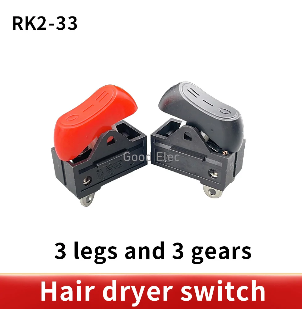 2pcs KCD15-RK2-33 Hair dryer switch,Rocker Switch,3 position ON OFF boat switch KCD15-103