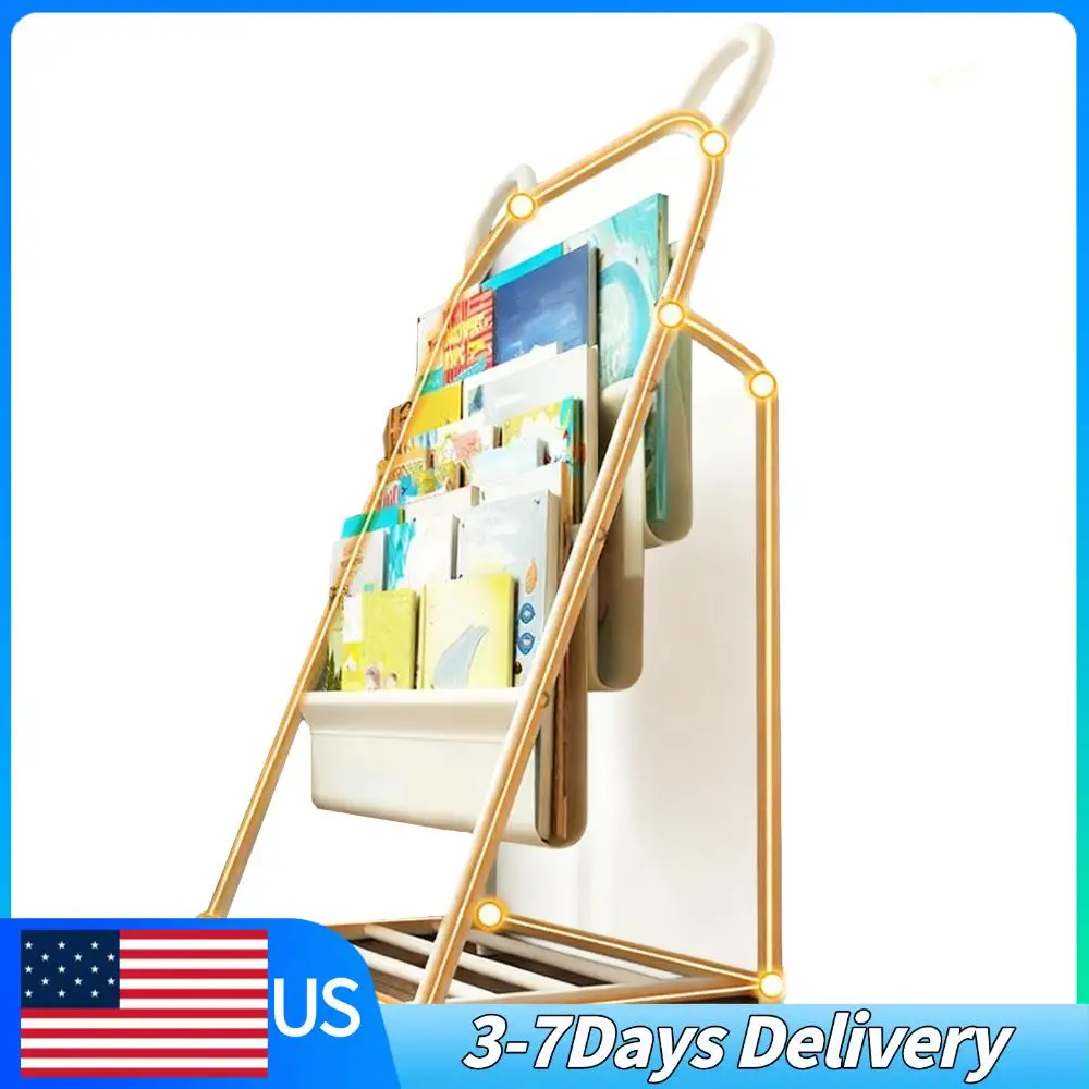 

4-ярусная детская книжная полка 60x37x96 см, металлическая стойка для книг, для детской, библиотеки, класса, игровой комнаты