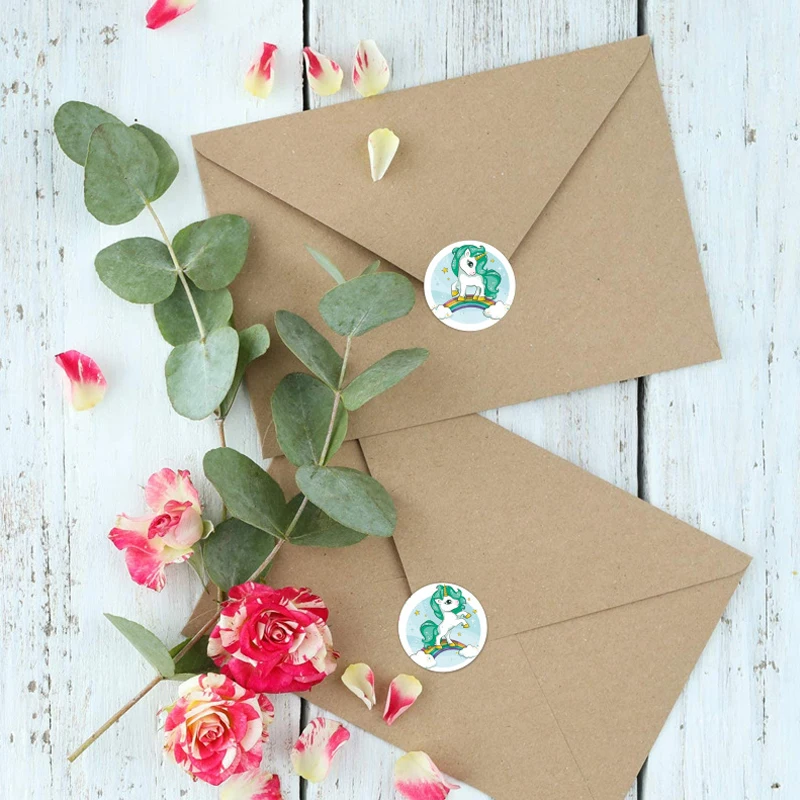 동물 유니콘 스티커 어린이 보상 스티커, 선물 장식 라벨, 교사 격려 학생 문구 스티커, 100-500 개