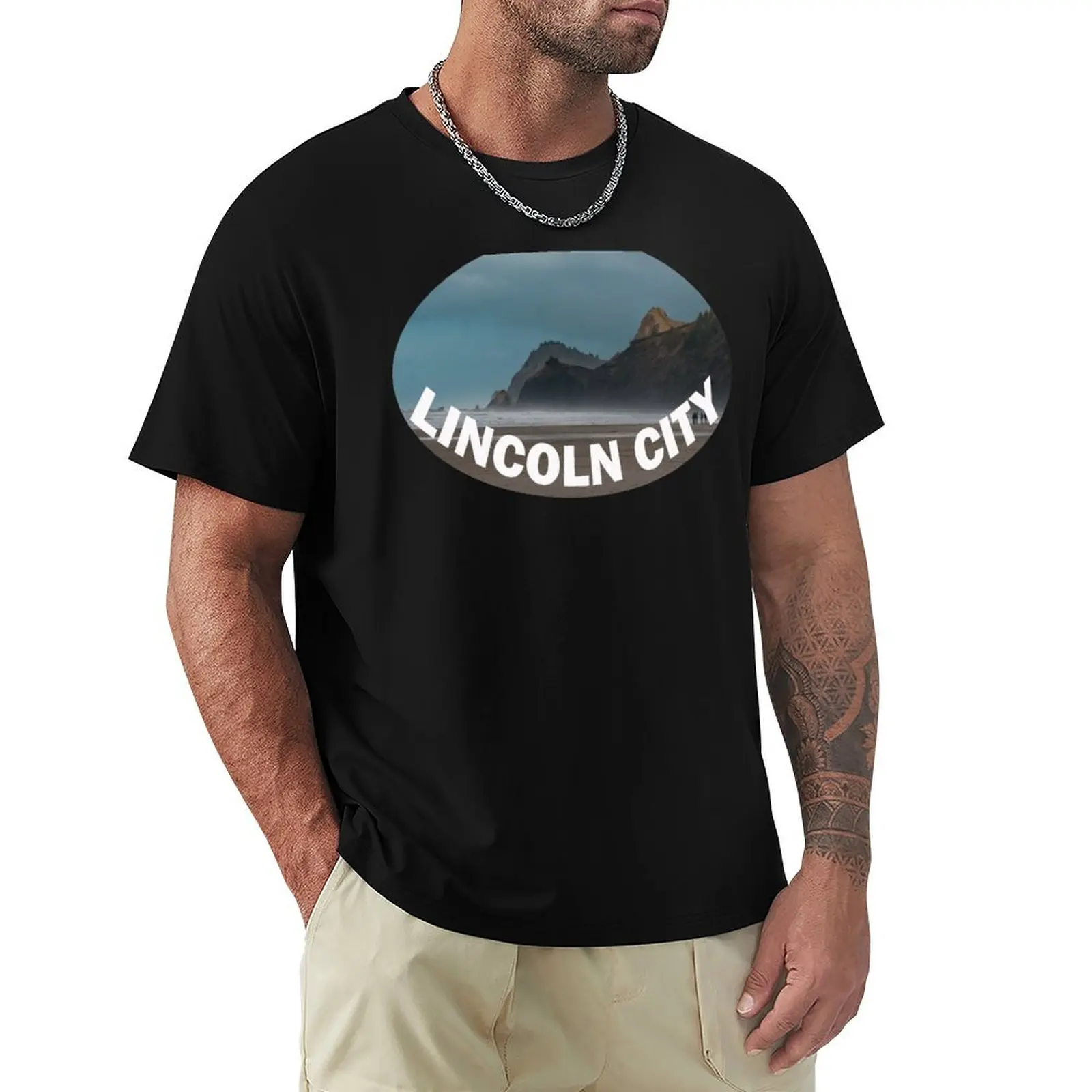 Camiseta Lincoln City, Oregon Fitness de secagem rápida e manga curta