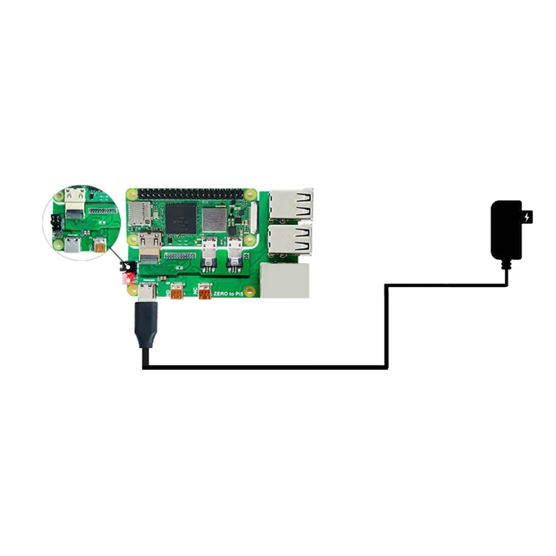 Для Raspberry Pi Zero 2 Вт к плате расширения PI5 адаптер интерфейса Zero к Pi5 нулевой USB-концентратор RJ45 Шляпа
