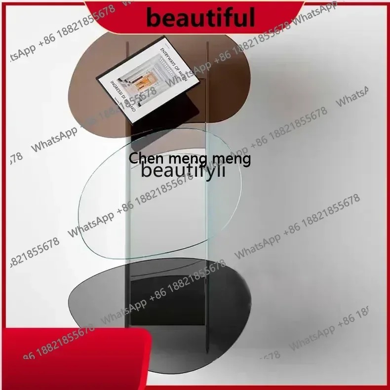 

Modern tempered glass , living room minimalist three-color tea table, special-shaped table, transparent coffee table H