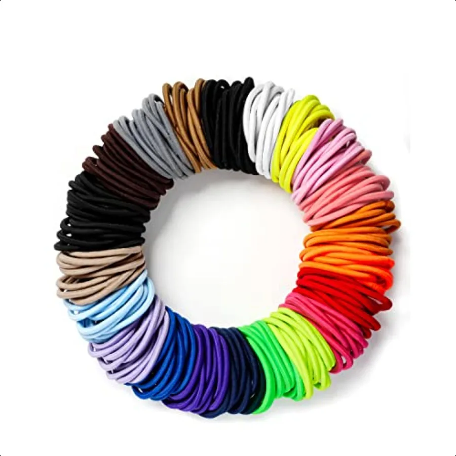

203 Pieces Hair Ties No Damage 4MM Hair Bands 20 Colors Elastic Hair Ties for Thick Hair Medium Size Ponytail Holders for Women