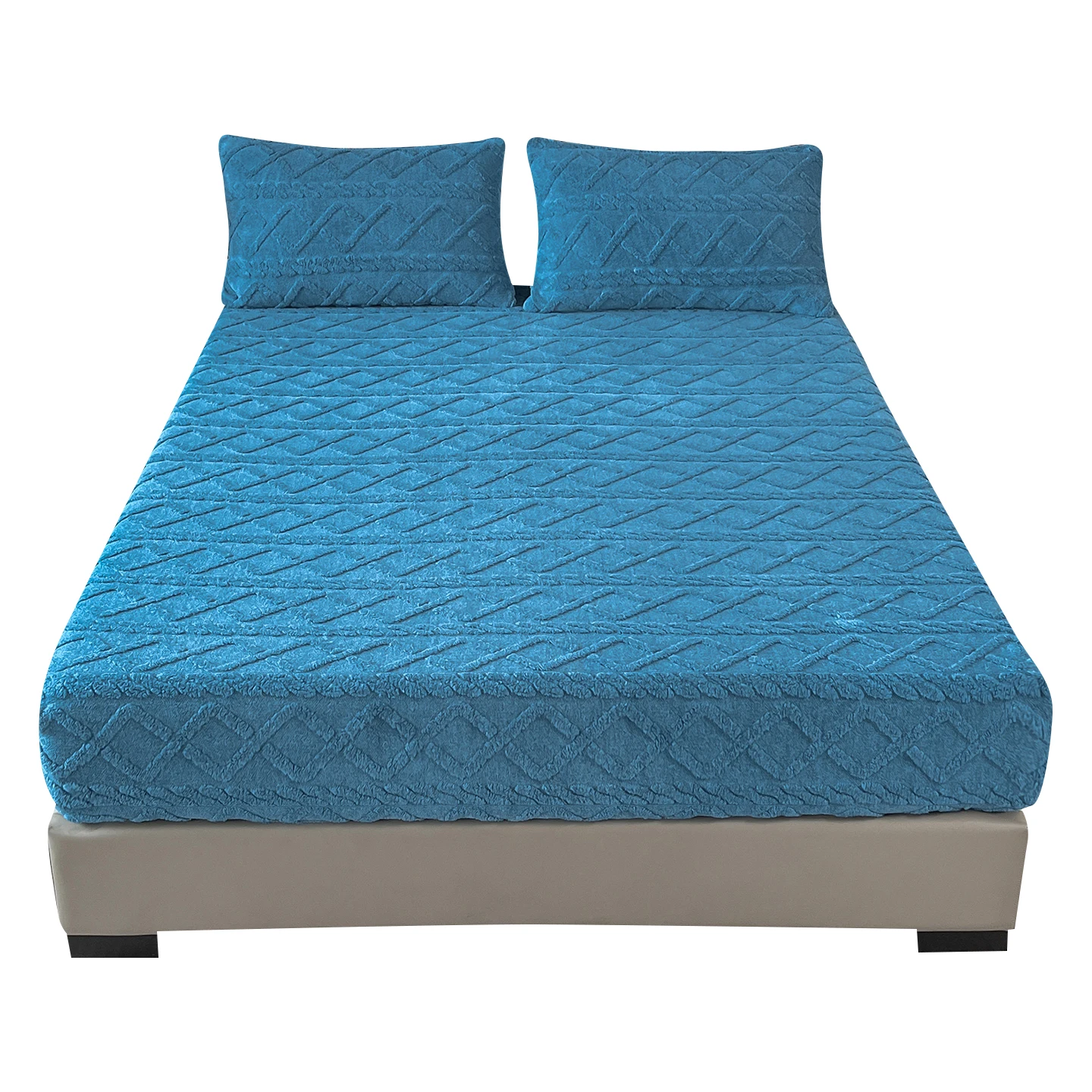 

1pc Winter Bedsheets Warm Fleece Fitted Sheet Solid Color Bed Cover Home Non-slip Bed Linen couvre lit (No Pillowcase)